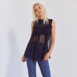 Kimchi Blue | Sleeveless Black Polka Dot Mesh Top